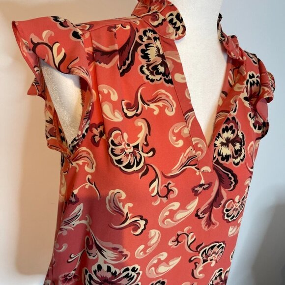 Who What Wear Coral & Black Blouse size Medium - Picture 2 of 4